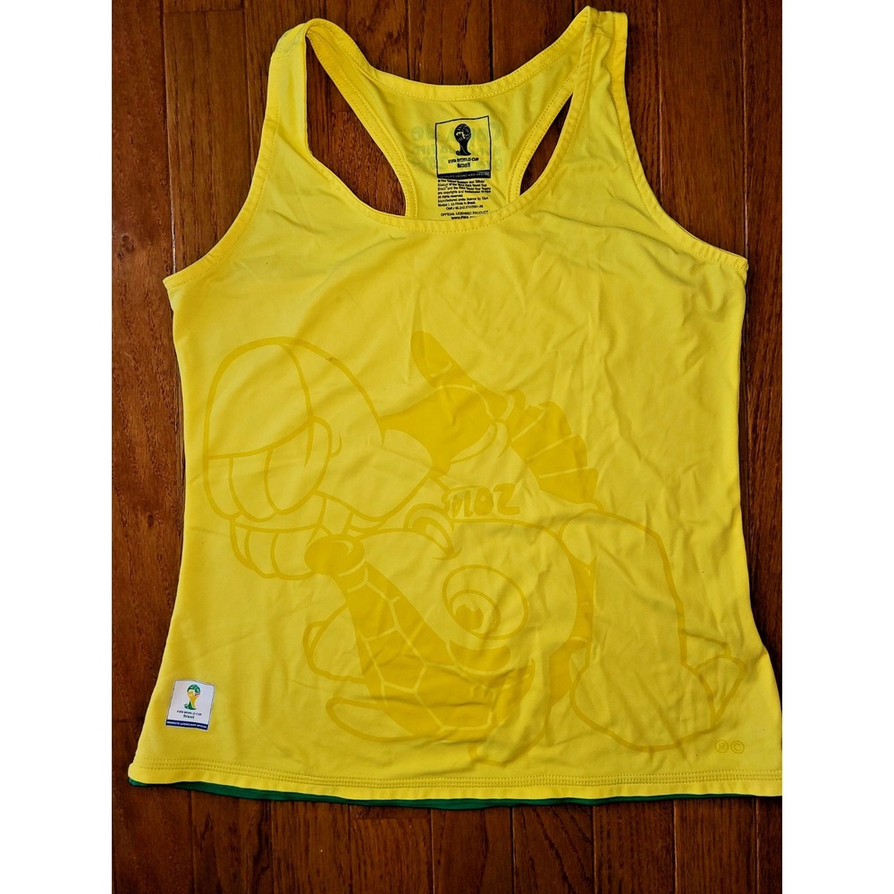 FIFA World Cup Brasil Tank Top Athletic‎ Size Petitie Racerback Yellow 2014